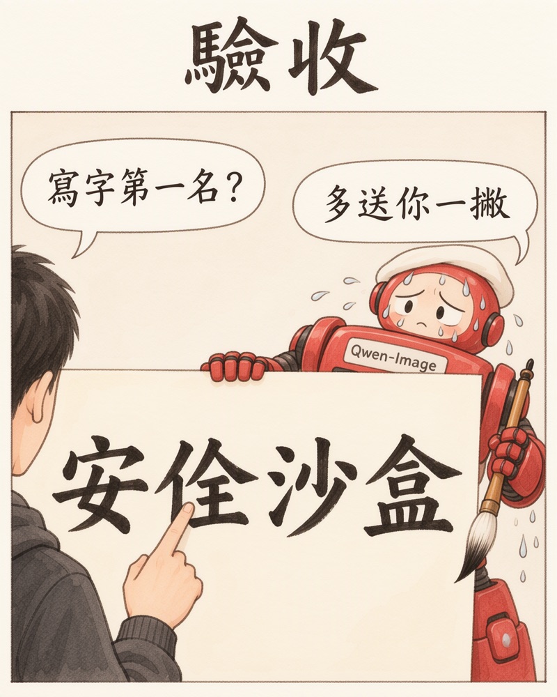 驗收:作者指著「佺」字問寫字第一名?紅色機器人冒汗說多送你一撇
