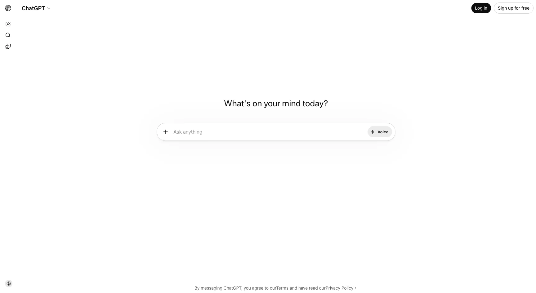 ChatGPT landing page