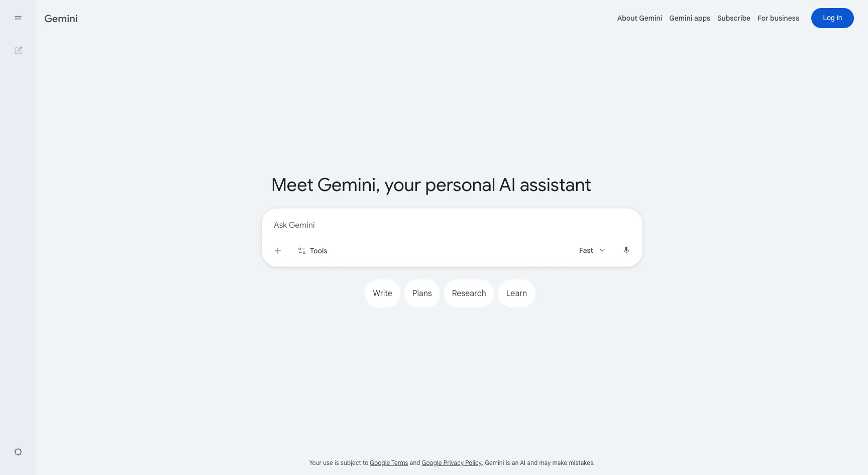 Gemini landing page